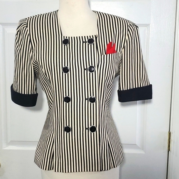 Vintage Kasper ASL Silk  Double-breasted Top Jacket Size 6 - Picture 1 of 16